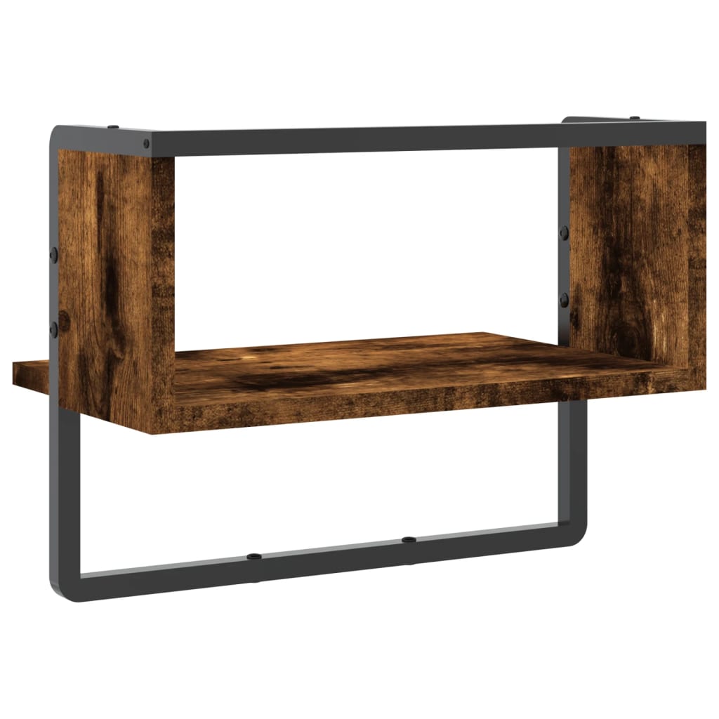 Wandregal mit Stange Räuchereiche 40x25x30 cm - Premium Wandregale - Just €22.85! Shop now at homesales4u