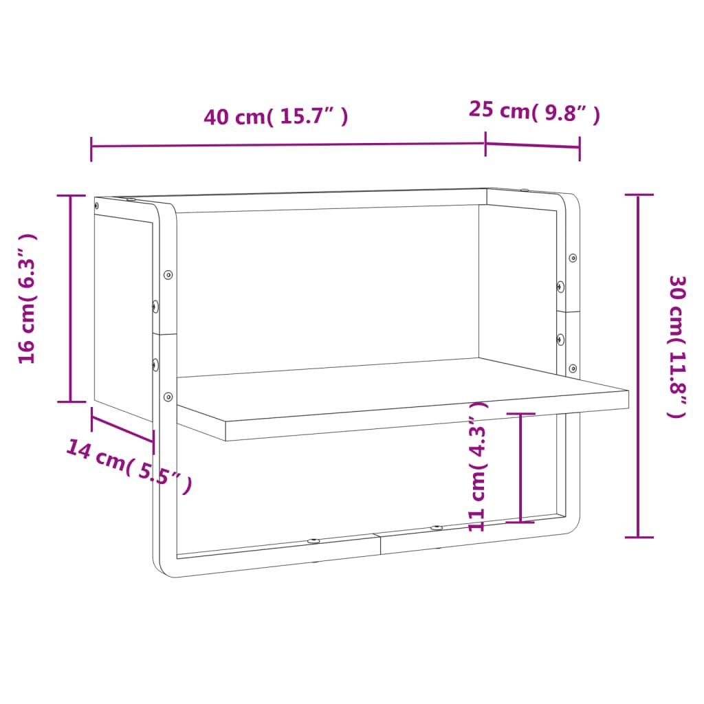 Wandregal mit Stange Räuchereiche 40x25x30 cm - Premium Wandregale - Just €22.85! Shop now at homesales4u