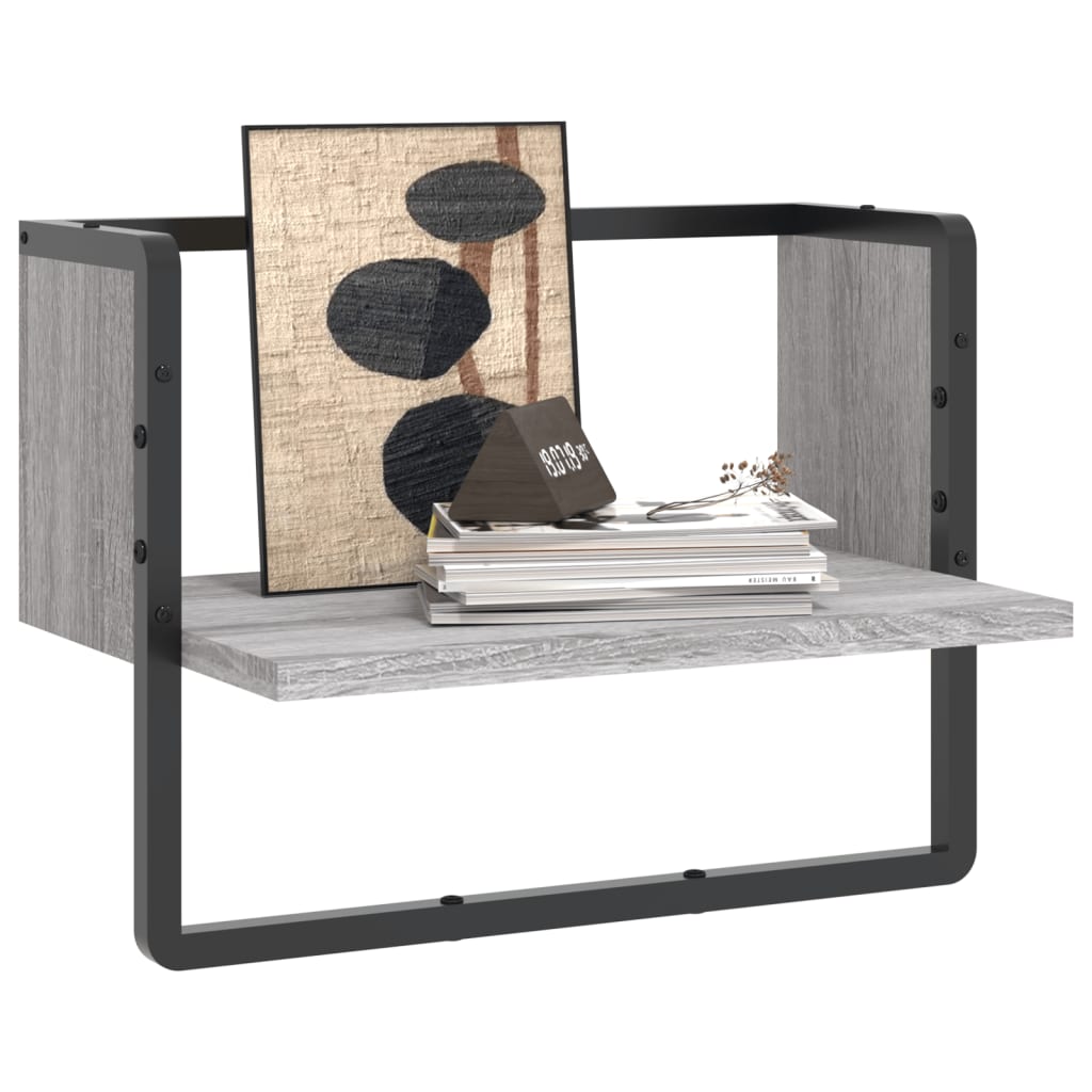 Wandregal mit Stange Grau Sonoma 40x25x30 cm - Premium Wandregale - Just €22.52! Shop now at homesales4u