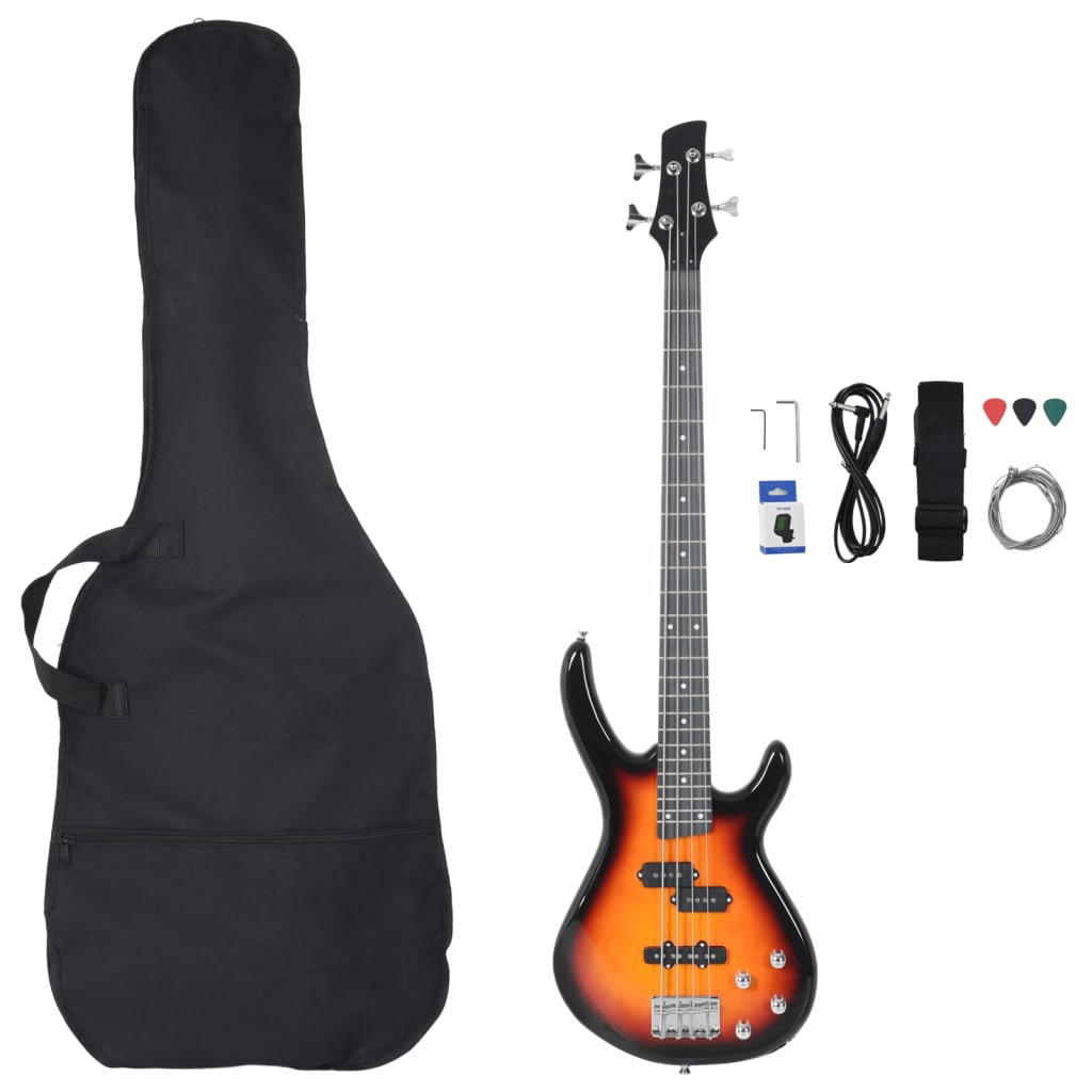 E-Bass für Anfänger mit Tasche Braun und Schwarz 4/4 46" - Premium Gitarren - Just €208.77! Shop now at homesales4u