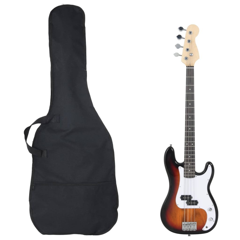 E-Bass für Anfänger mit Tasche Braun und Weiß 4/4 46" - Premium Gitarren - Just €193.31! Shop now at homesales4u