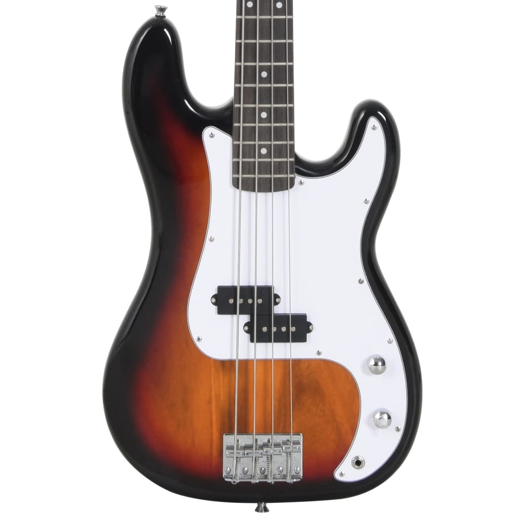 E-Bass für Anfänger mit Tasche Braun und Weiß 4/4 46" - Premium Gitarren - Just €193.31! Shop now at homesales4u