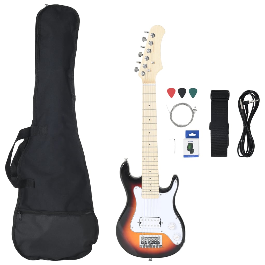 E-Gitarre für Kinder mit Tasche Braun und Weiß 3/4 30" - Premium Gitarren - Just €152.49! Shop now at homesales4u
