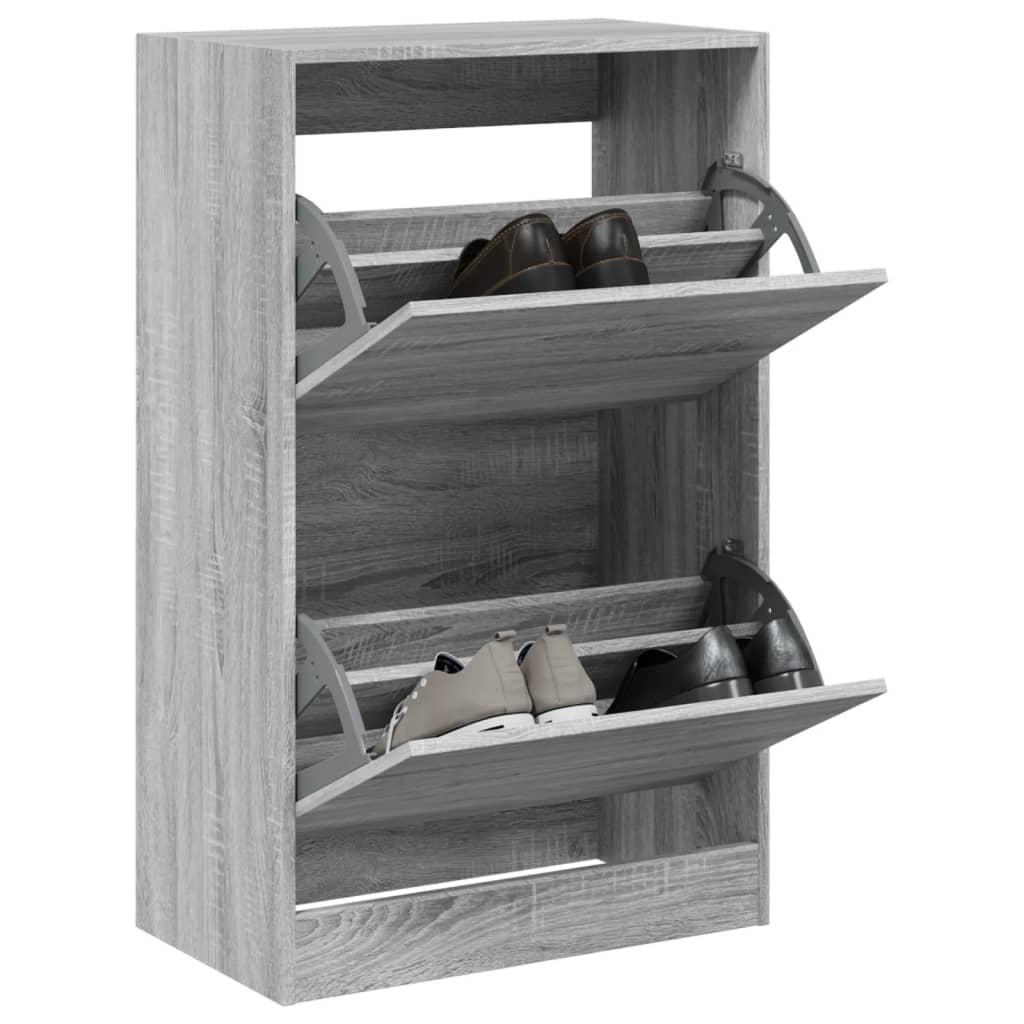 Schuhschrank Grau Sonoma 60x34x96,5 cm Holzwerkstoff - Premium Schuhregale & -schränke - Just €106.47! Shop now at homesales4u