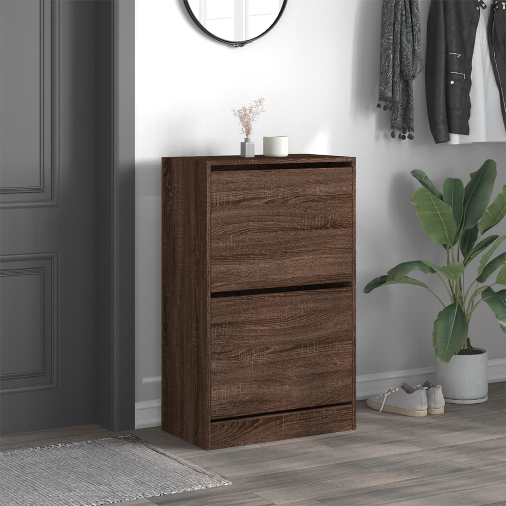 Schuhschrank Braun Eichen-Optik 60x34x96,5 cm Holzwerkstoff - Premium Schuhregale & -schränke - Just €113.63! Shop now at homesales4u