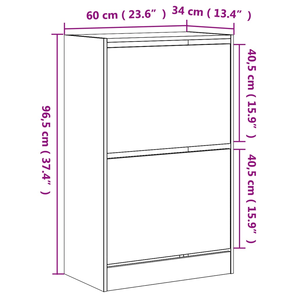 Schuhschrank Braun Eichen-Optik 60x34x96,5 cm Holzwerkstoff - Premium Schuhregale & -schränke - Just €113.63! Shop now at homesales4u