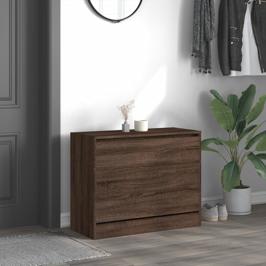 Schuhschrank Braun Eichen-Optik 80x34x63 cm Holzwerkstoff - Premium Schuhregale & -schränke - Just €111.34! Shop now at homesales4u