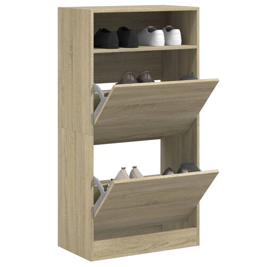 Schuhschrank Sonoma-Eiche 60x34x116 cm Holzwerkstoff - Premium Schuhregale & -schränke - Just €92.76! Shop now at homesales4u