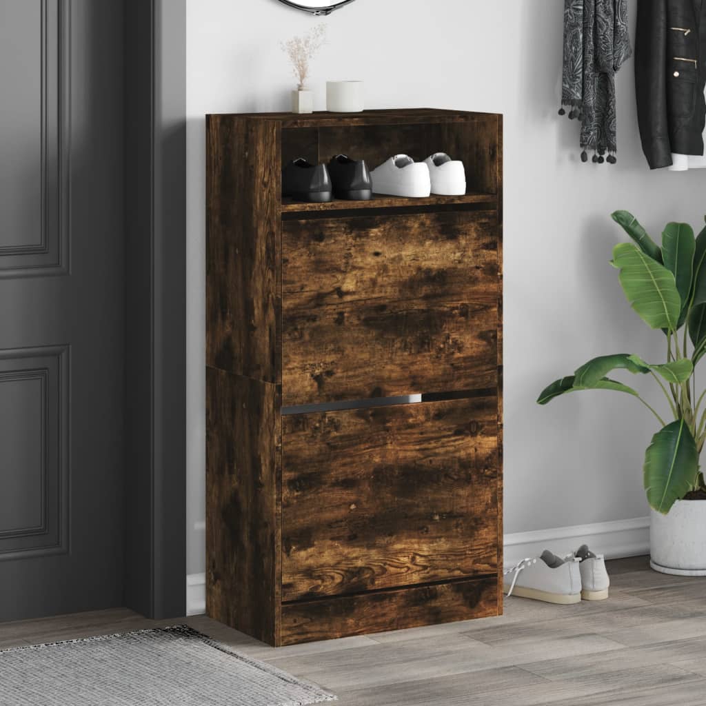 Schuhschrank Räuchereiche 60x34x116 cm Holzwerkstoff - Premium Schuhregale & -schränke - Just €113.60! Shop now at homesales4u