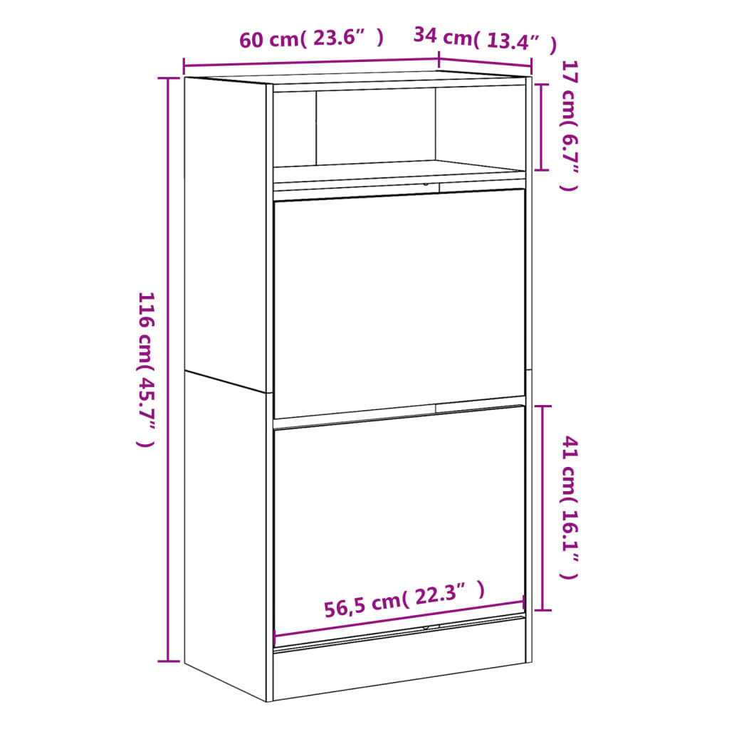 Schuhschrank Räuchereiche 60x34x116 cm Holzwerkstoff - Premium Schuhregale & -schränke - Just €113.60! Shop now at homesales4u