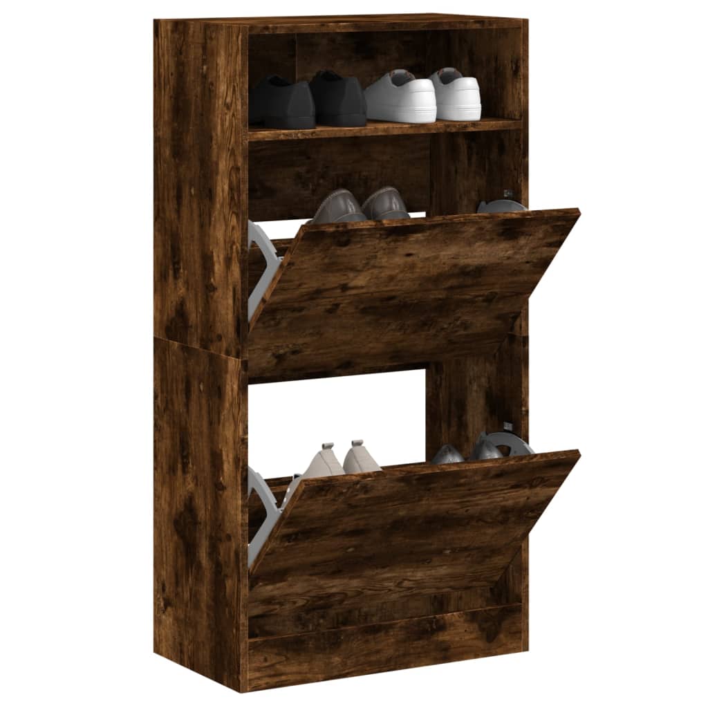 Schuhschrank Räuchereiche 60x34x116 cm Holzwerkstoff - Premium Schuhregale & -schränke - Just €113.60! Shop now at homesales4u