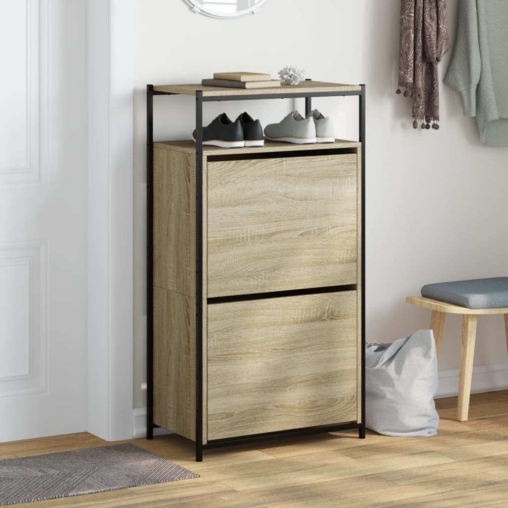 Schuhschrank Sonoma-Eiche 60x34x112 cm Holzwerkstoff - Premium Schuhregale & -schränke - Just €98.35! Shop now at homesales4u