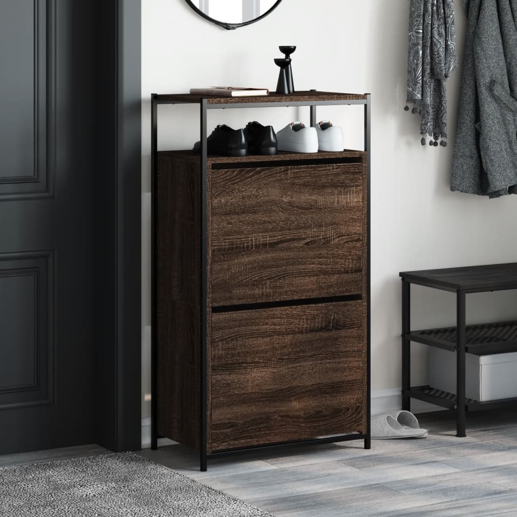 Schuhschrank Braun Eichen-Optik 60x34x112 cm Holzwerkstoff - Premium Schuhregale & -schränke - Just €126.37! Shop now at homesales4u