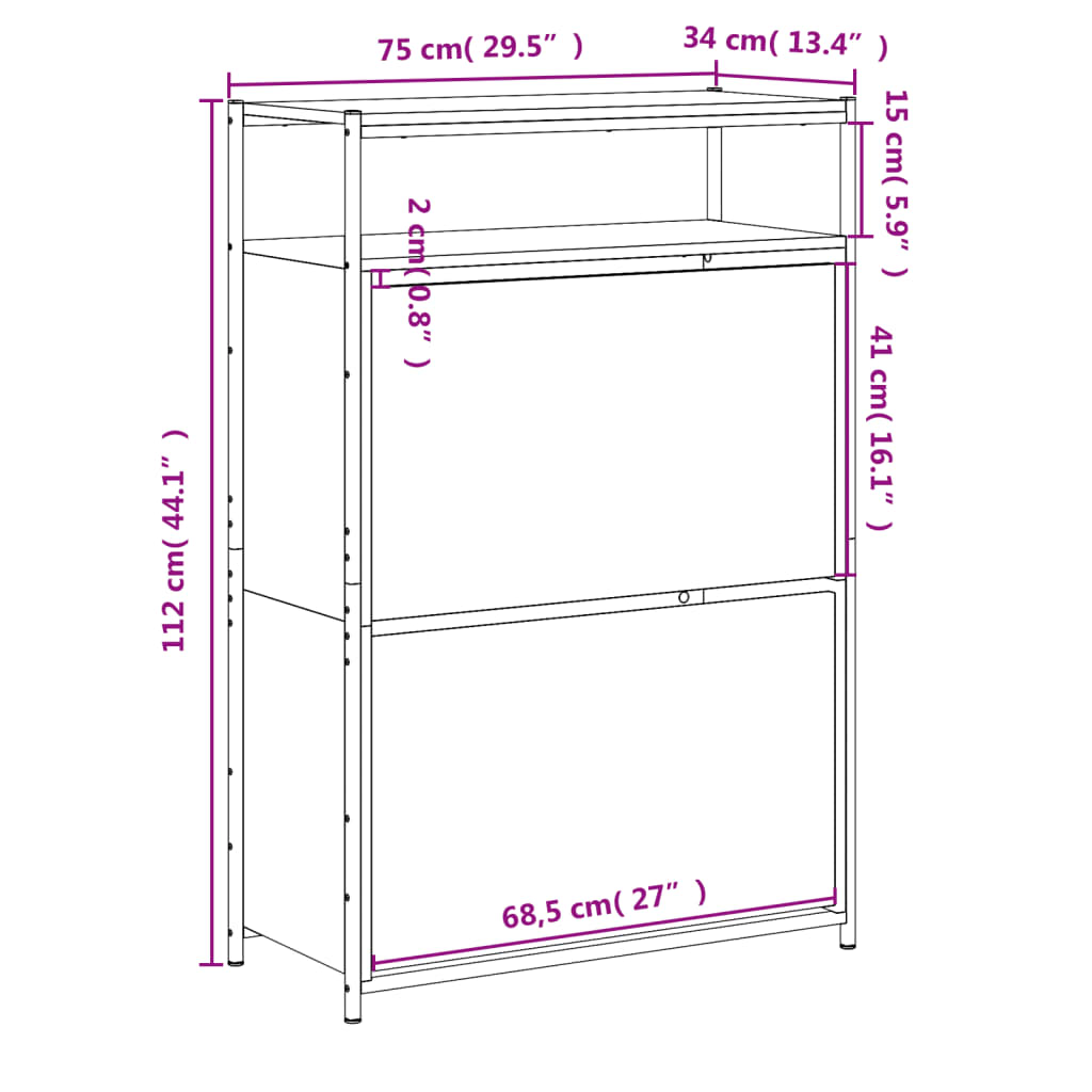 Schuhschrank Grau Sonoma 75x34x112 cm Holzwerkstoff - Premium Schuhregale & -schränke - Just €116.98! Shop now at homesales4u