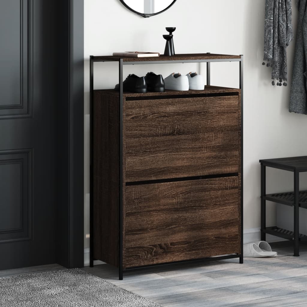 Schuhschrank Braun Eichen-Optik 75x34x112 cm Holzwerkstoff - Premium Schuhregale & -schränke - Just €106.49! Shop now at homesales4u