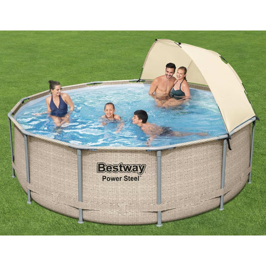 Power Steel Swimmingpool-Set mit Dach 396x107 cm - Premium Pools  - Just €579.70! Shop now at homesales4u