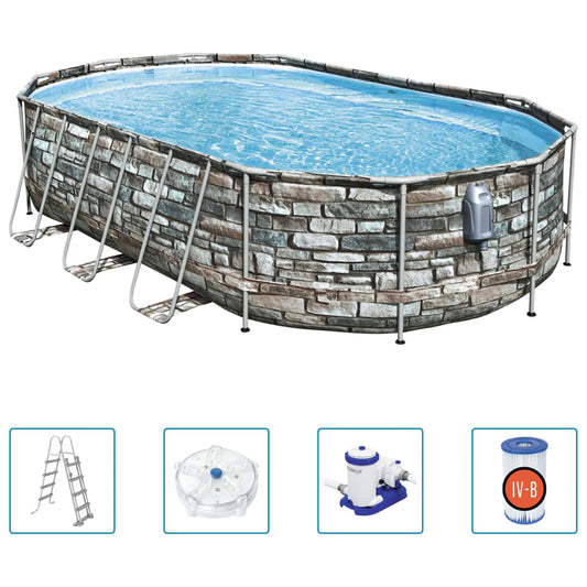 Pool-Set Power Steel Comfort Jet Series Oval 610x366x122 cm - Premium Pools  - Just €1482.66! Shop now at homesales4u