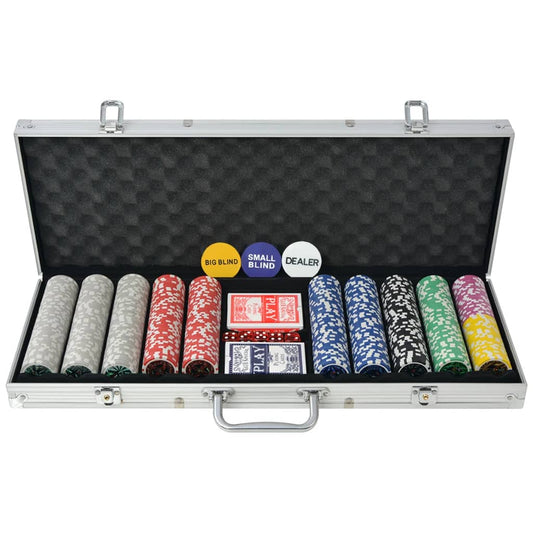 Poker Set mit 500 Laserchips Aluminium - Premium Poker-Spiel-Sets  - Just €83.47! Shop now at homesales4u