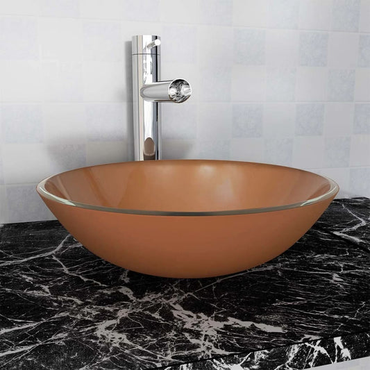 Waschbecken Hartglas 42 cm braun - Premium Badezimmer-Waschbecken  - Just €66.98! Shop now at homesales4u