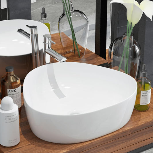 Waschbecken Dreiecksform Keramik Weiß 50,5 x 41 x 12 cm - Premium Badezimmer-Waschbecken  - Just €80.62! Shop now at homesales4u