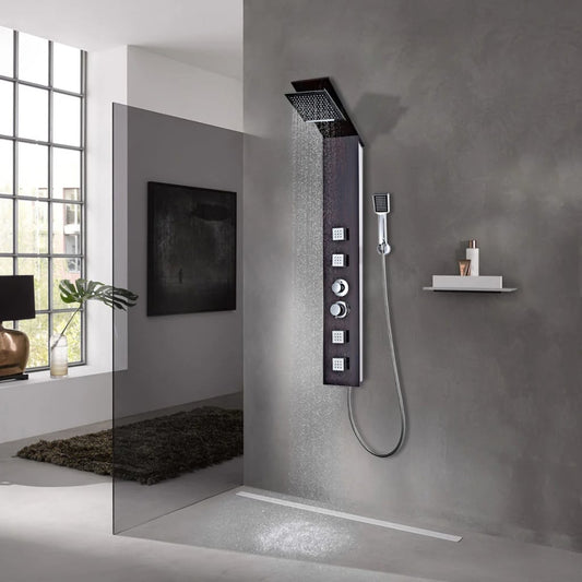 Duschpaneel-System Glas Braun - Premium Badewannen- & Duschdüsen  - Just €200.51! Shop now at homesales4u