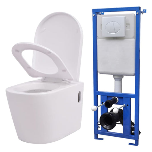 Hänge-Toilette mit Einbau-Spülkasten Keramik Weiß - Premium Toiletten  - Just €387.60! Shop now at homesales4u