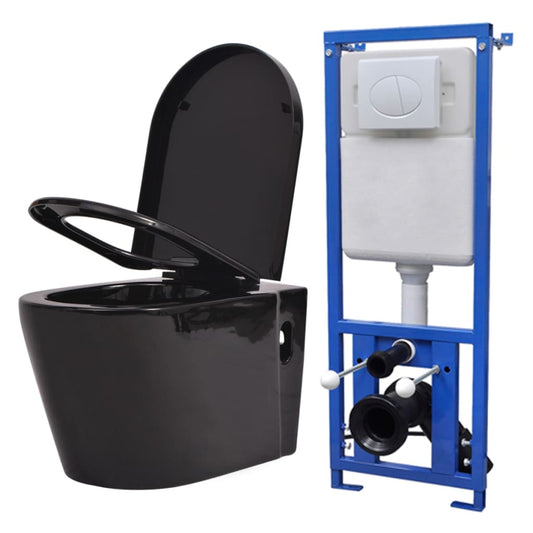Hänge-Toilette mit Einbau-Spülkasten Keramik Schwarz - Premium Toiletten  - Just €513.87! Shop now at homesales4u
