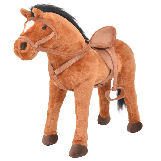 Plüschtier Pferd Stehend Plüsch Braun - Premium Stofftiere  - Just €99.02! Shop now at homesales4u
