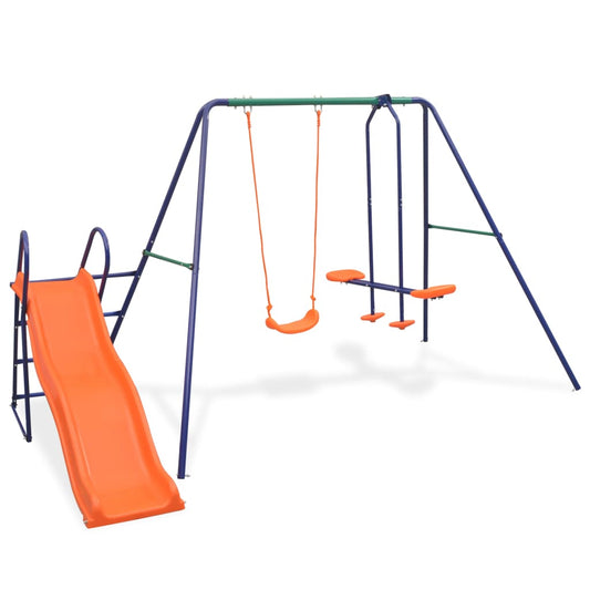 Schaukelset mit Rutsche und 3 Sitzen Orange - Premium Schaukeln & Spieltürme  - Just €346.63! Shop now at homesales4u