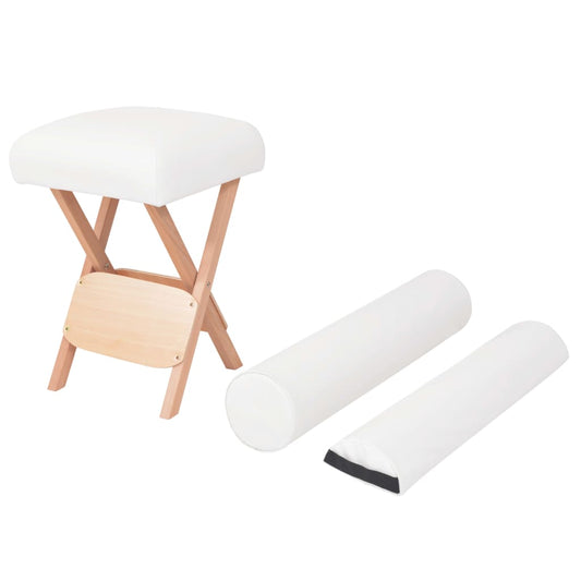 Massage-Klapphocker 12 cm dicker Sitz & 2 Nackenrollen Weiß - Premium Massagestühle  - Just €77.27! Shop now at homesales4u
