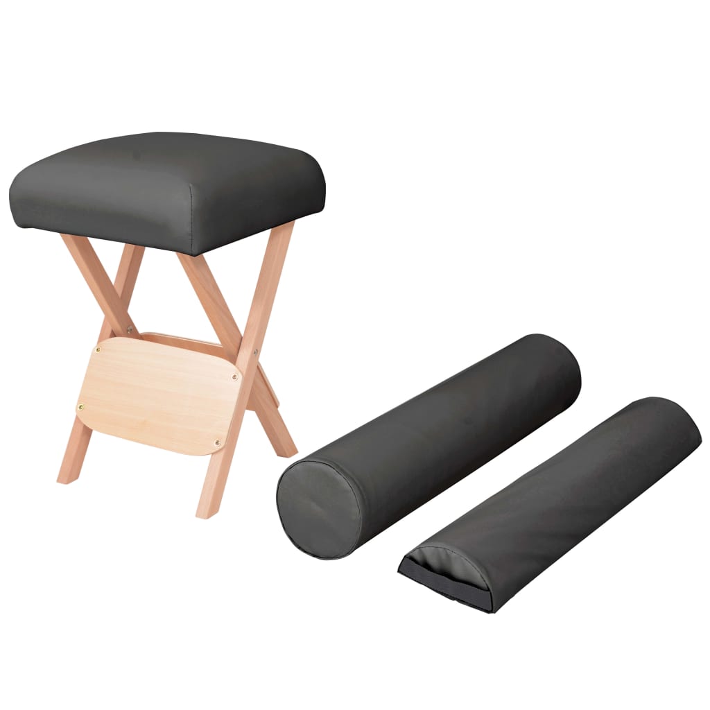 Massage-Klapphocker 12 cm dicker Sitz & 2 Nackenrollen Schwarz - Premium Massagestühle  - Just €91.73! Shop now at homesales4u