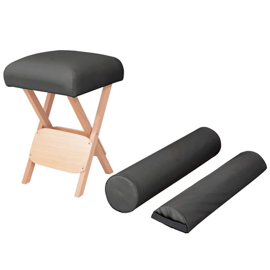 Massage-Klapphocker 12 cm dicker Sitz & 2 Nackenrollen Schwarz - Premium Massagestühle  - Just €91.73! Shop now at homesales4u