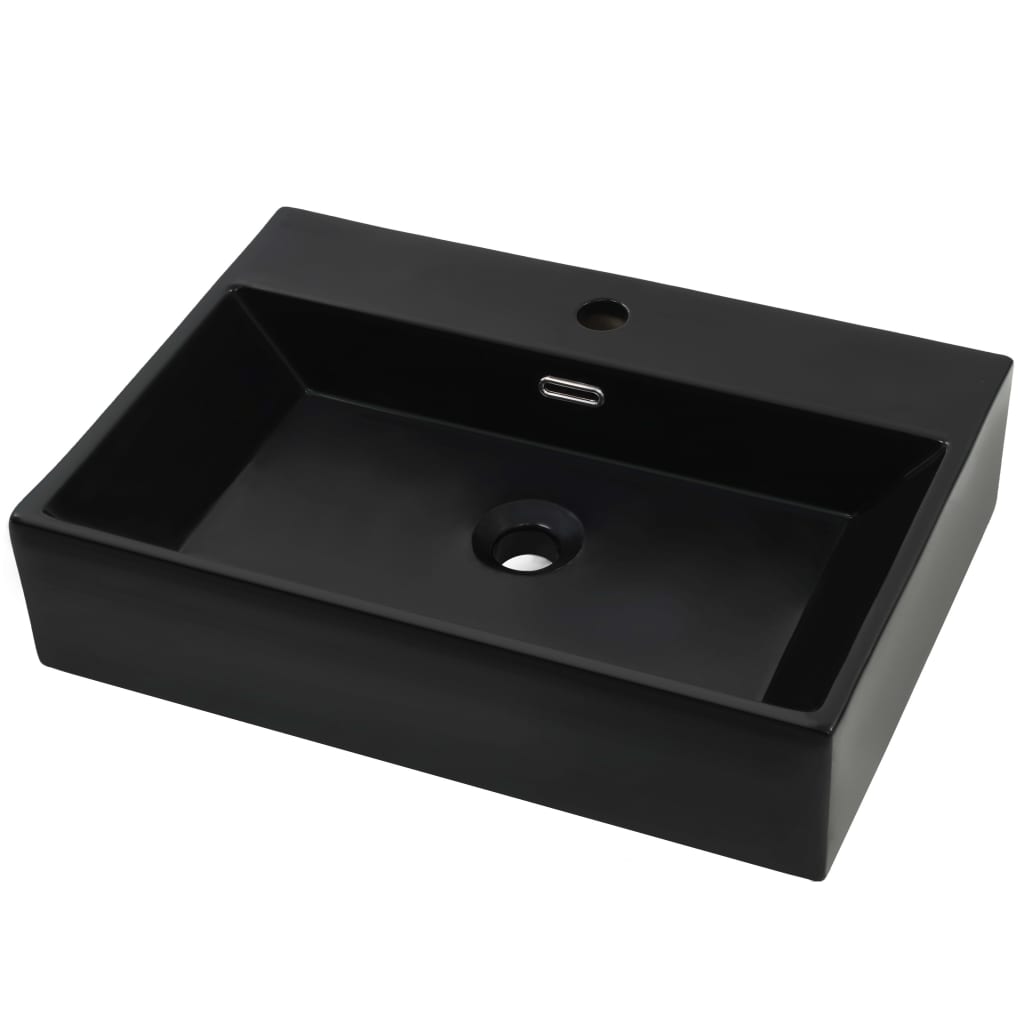 Waschbecken mit Hahnloch Keramik Schwarz 60,5 x 42,5 x 14,5 cm - Premium Badezimmer-Waschbecken  - Just €150.93! Shop now at homesales4u