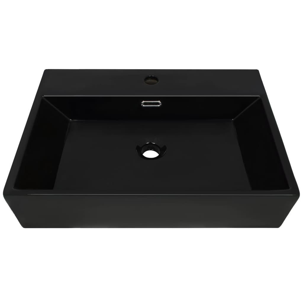 Waschbecken mit Hahnloch Keramik Schwarz 60,5 x 42,5 x 14,5 cm - Premium Badezimmer-Waschbecken  - Just €150.93! Shop now at homesales4u