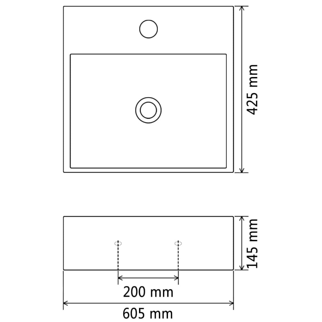 Waschbecken mit Hahnloch Keramik Schwarz 60,5 x 42,5 x 14,5 cm - Premium Badezimmer-Waschbecken  - Just €150.93! Shop now at homesales4u