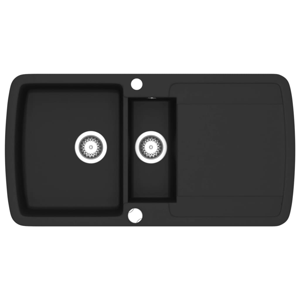 Granit Spülbecken Doppelbecken Schwarz - Premium Küchenspülen & Spülbecken  - Just €269.31! Shop now at homesales4u