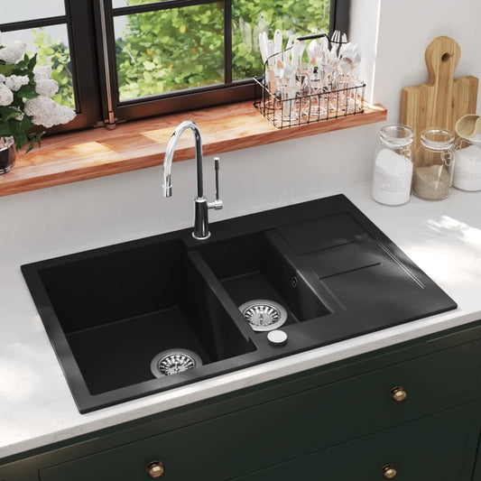 Granitspüle Doppelbecken Schwarz - Premium Küchenspülen & Spülbecken  - Just €248.70! Shop now at homesales4u