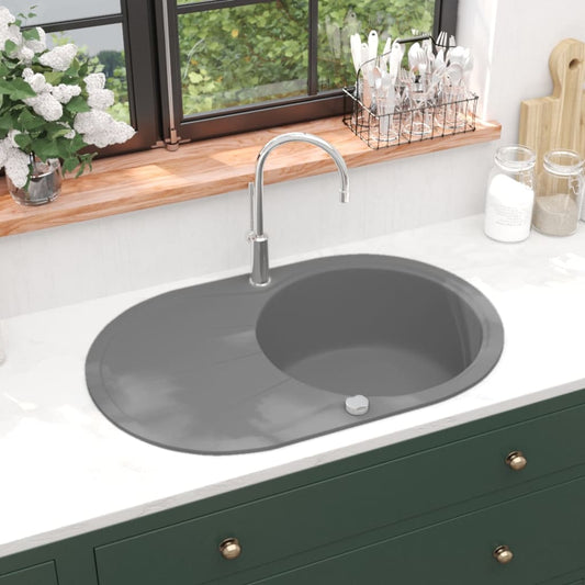 Granitspüle Einzelbecken Oval Grau - Premium Küchenspülen & Spülbecken  - Just €234.14! Shop now at homesales4u