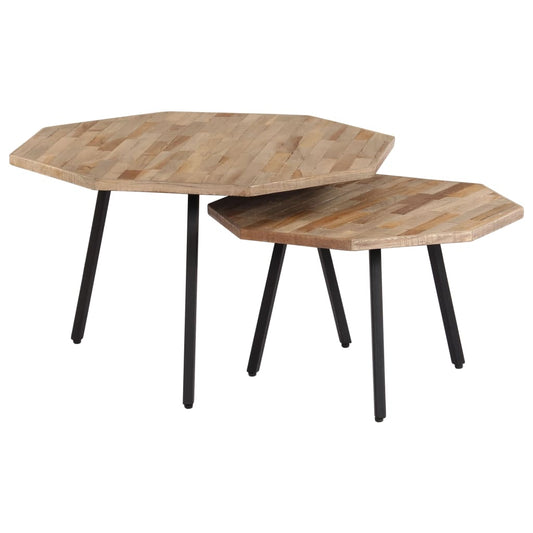 2-tlg. Couchtisch-Set Sechseckig Recyceltes Teakholz - Premium Couchtische  - Just €233.49! Shop now at homesales4u