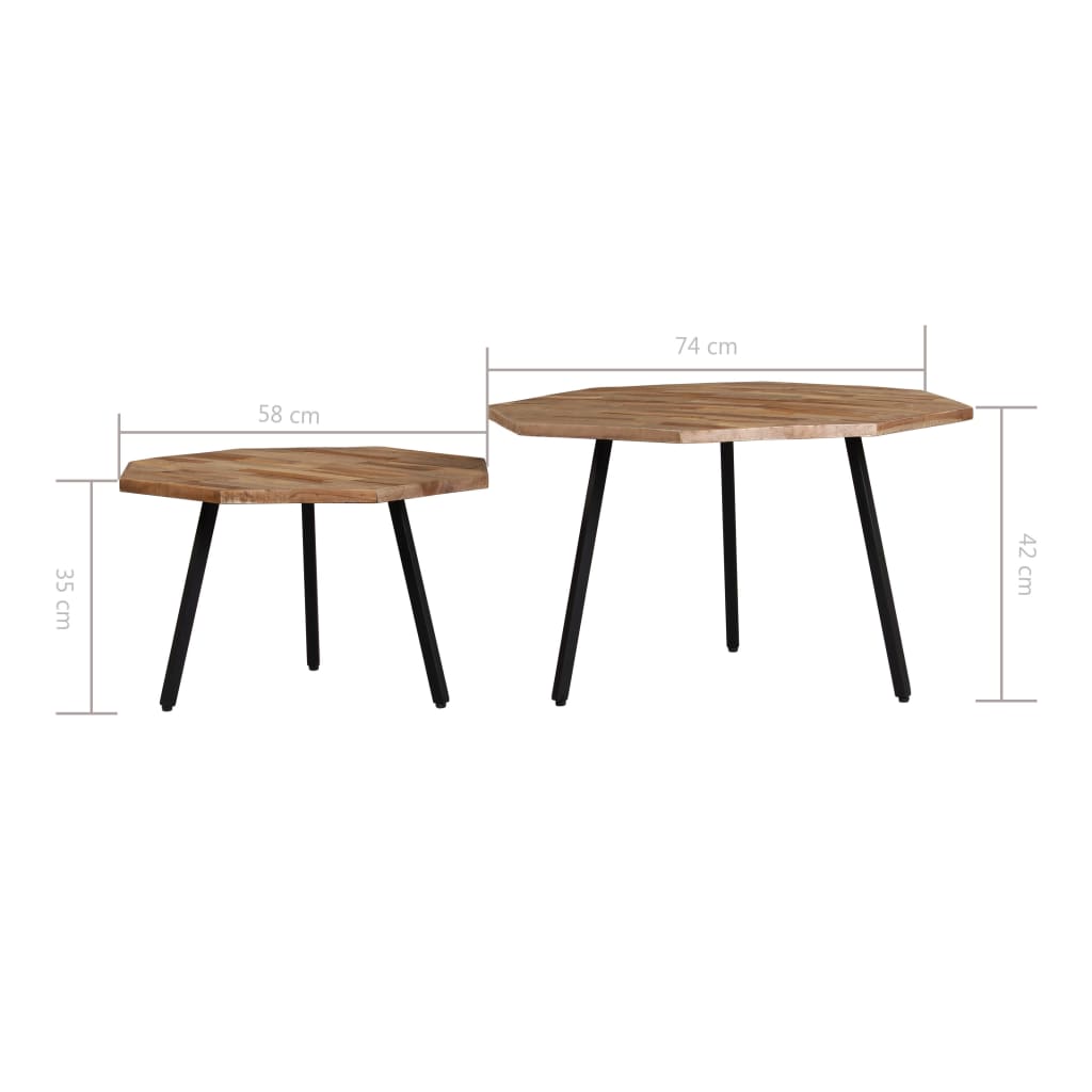 2-tlg. Couchtisch-Set Sechseckig Recyceltes Teakholz - Premium Couchtische  - Just €233.49! Shop now at homesales4u