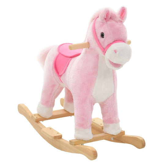 Schaukeltier Pferd Plüsch 65x32x58 cm Rosa - Premium Schaukelspielzeug  - Just €89.26! Shop now at homesales4u