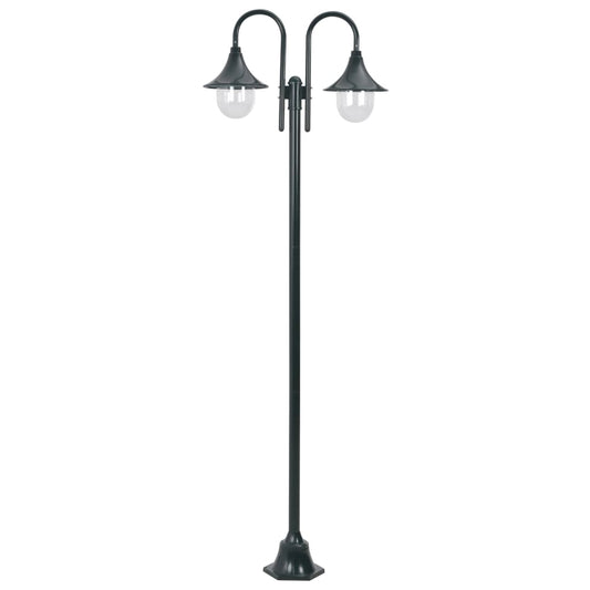 Garten-Pollerleuchte E27 220 cm Aluminium 2-Laterne Dunkelgrün - Premium Außenbeleuchtung  - Just €175.21! Shop now at homesales4u
