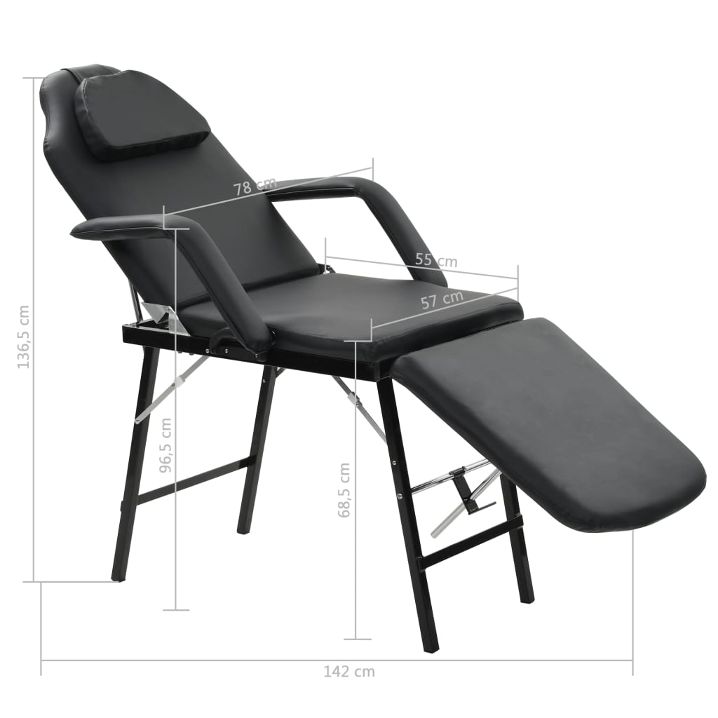 Gesichtsbehandlungsstuhl Tragbar Kunstleder 185x78x76cm Schwarz - Premium Massagestühle  - Just €254.38! Shop now at homesales4u