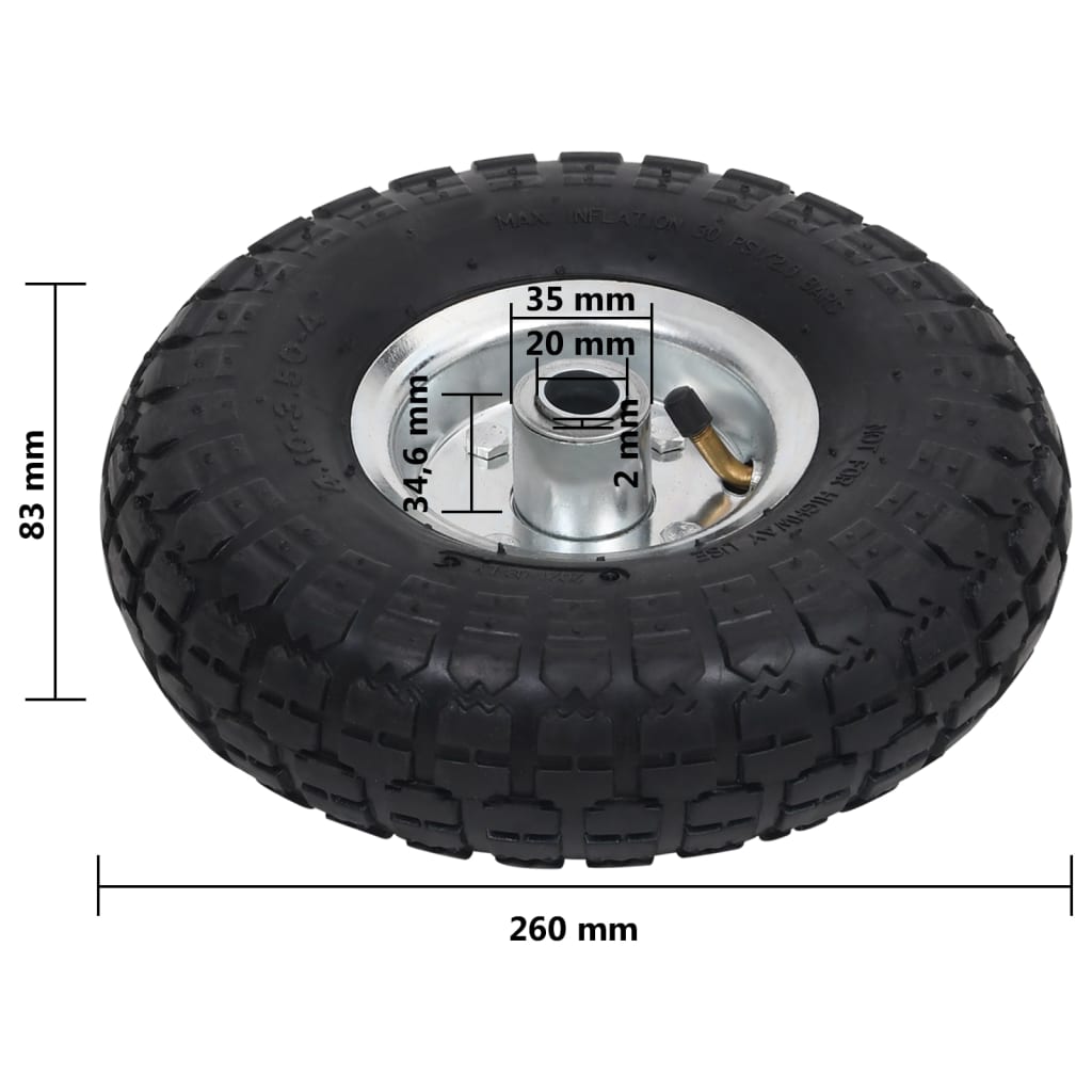 Sackkarrenräder 2 Stk. Gummi 4,10 / 3,50 - 4 (260x83) - Premium Hebezüge, Kräne & Rollwagen  - Just €40.91! Shop now at homesales4u