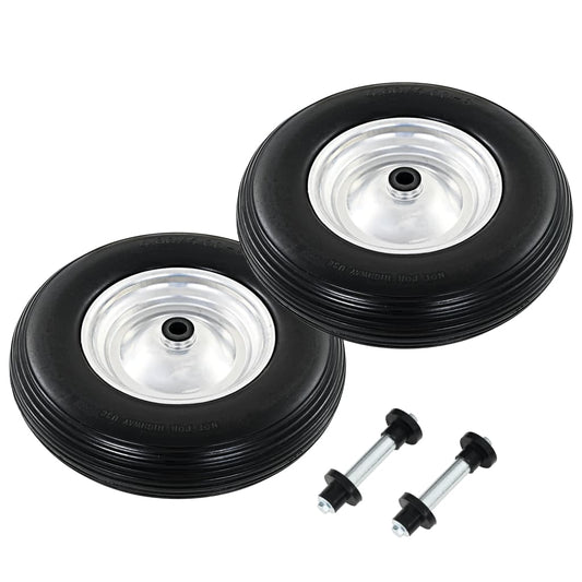 Schubkarrenräder 2 Stk. mit Achsen Massives PU 4,00 - 8 390 mm - Premium Hebezüge, Kräne & Rollwagen  - Just €75.85! Shop now at homesales4u