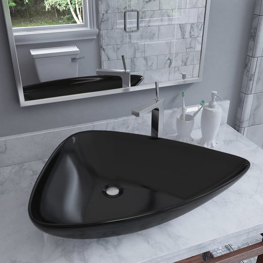 Waschbecken Keramik Dreiecksform Schwarz 645 x 455 x 115 mm - Premium Badezimmer-Waschbecken  - Just €106.19! Shop now at homesales4u
