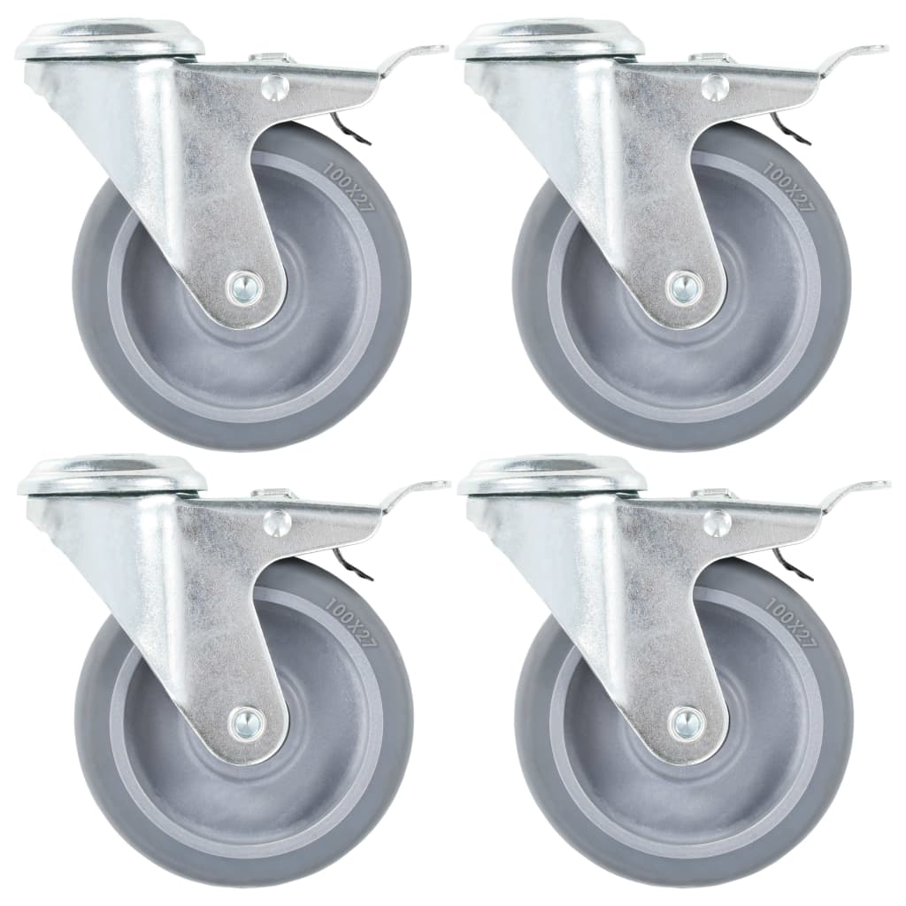 Lenkrollen mit Bolzenloch und Doppelbremsen 4 Stk. 100 mm - Premium Materialbeförderung  - Just €38.32! Shop now at homesales4u