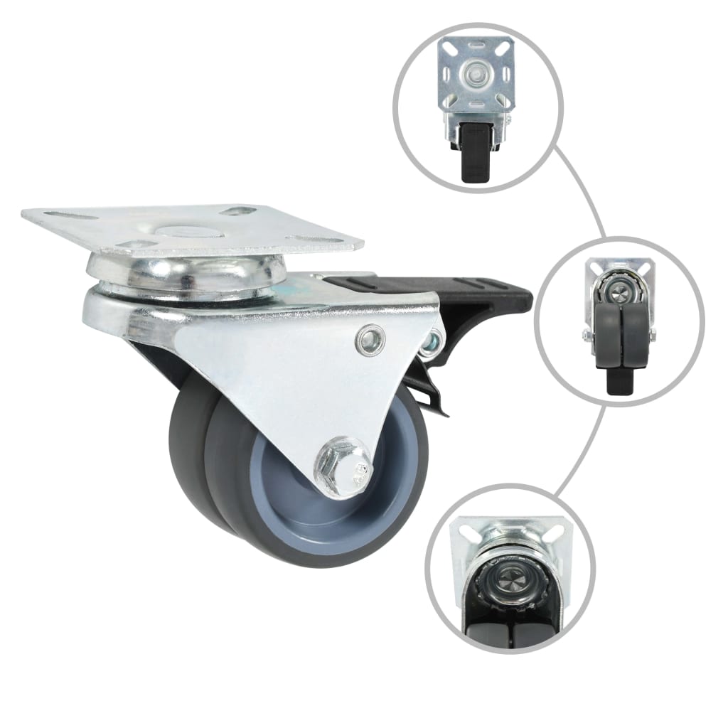 Lenkrollen mit Zwillingsrad und Doppelbremsen 4 Stk. 50 mm - Premium Materialbeförderung  - Just €27.25! Shop now at homesales4u