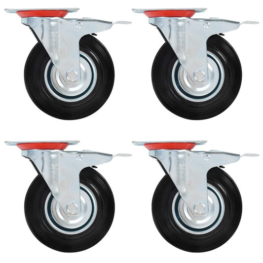 Lenkrollen mit Doppelbremsen 4 Stk. 125 mm - Premium Materialbeförderung  - Just €50.20! Shop now at homesales4u