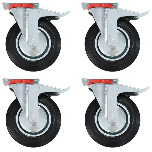 Lenkrollen mit Doppelbremsen 4 Stk. 200 mm - Premium Materialbeförderung  - Just €88.94! Shop now at homesales4u